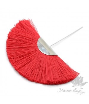 Шёлковая кисть-веер "RED" с пином(родиевое покрытие)