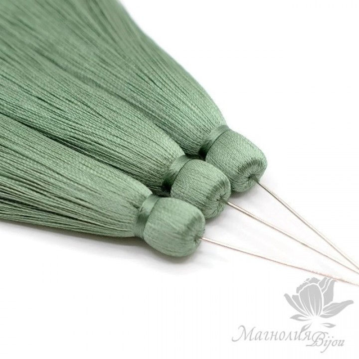 Шёлковая кисть "OLIVE" с пином(родиевое покрытие)