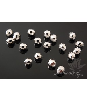 БУСИНА граненая 3мм, серебро 925 пробы + родиевое покрытие