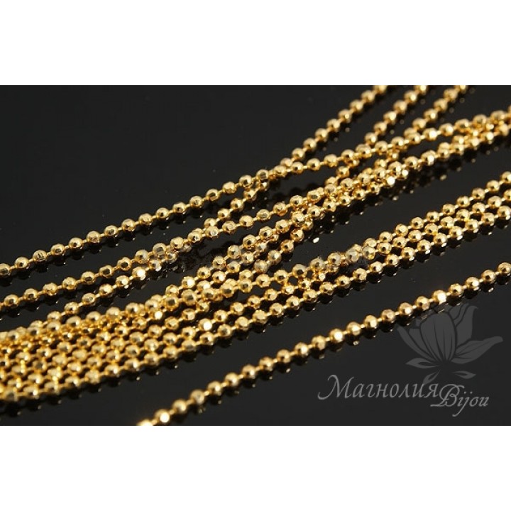 ЦЕПОЧКА "Перлина" 50см, серебро 925 пробы + позолота 16 карат