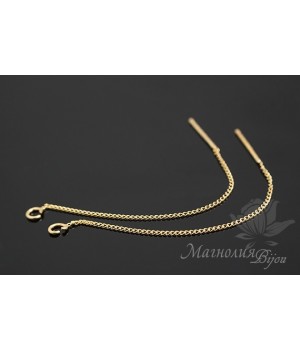 Швензы "Цепочки", серебро 925 пробы + позолота 14 карат