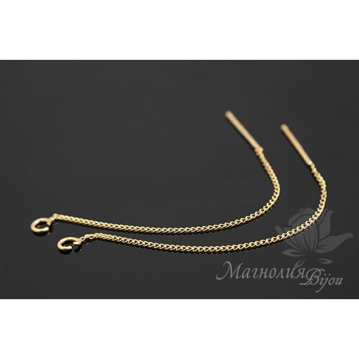 Швензы "Цепочки", серебро 925 пробы + позолота 14 карат
