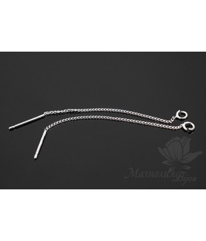 Швензы "Цепочки", серебро 925 пробы + родиевое покрытие