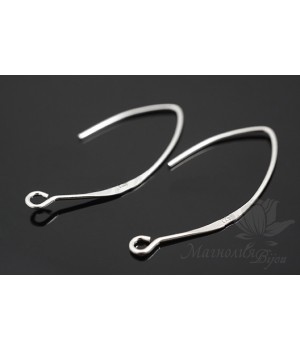 ШВЕНЗЫ "Крючок", серебро 925 пробы + родиевое покрытие