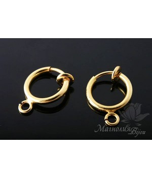 КЛИПСЫ "Круглые", серебро 925 пробы + позолота 14 карат