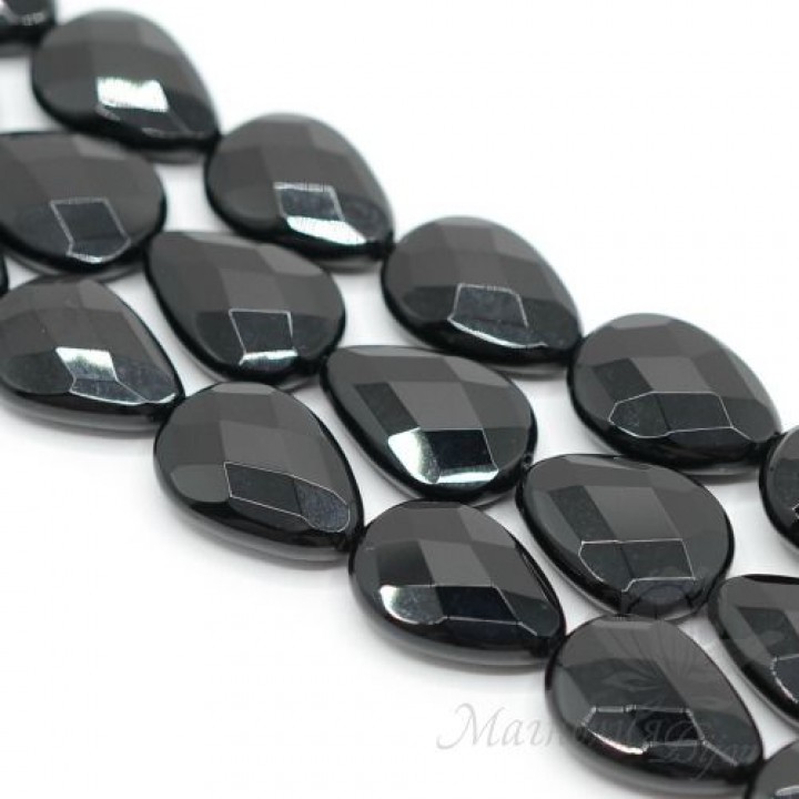 Черный оникс, бриолетт 13 : 18мм, 2 штуки