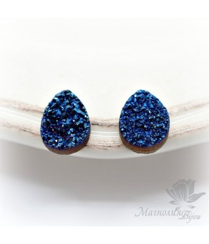 ДРУЗА агата "Montana", кабошон 8:10мм с титановым напылением