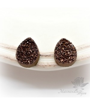 ДРУЗА агата "Chocolate", кабошон 8:10мм с титановым напылением