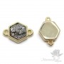 КОННЕКТОР с друзой пирита шестигранный, "стальной", позолота 18 карат