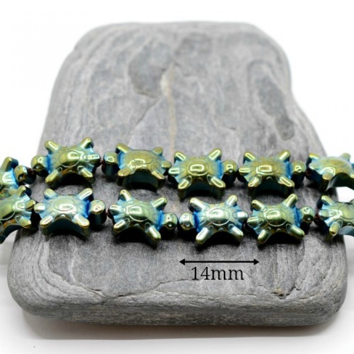 ГЕМАТИТ "Черепашки", с титановым покрытием, цвет зелёный, 2 штуки