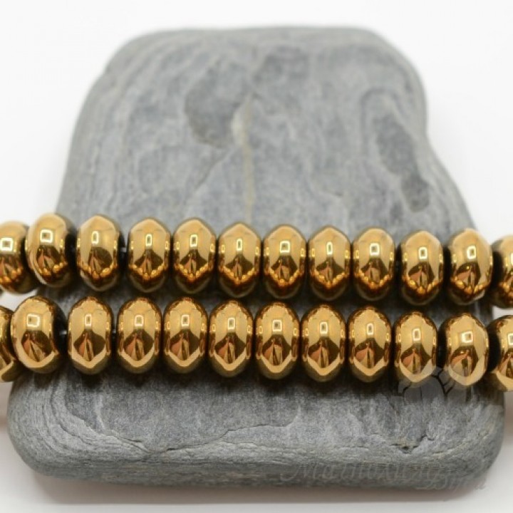 ГЕМАТИТ "Рондель 10мм", с титановым покрытием, цвет золотой, 10 штук