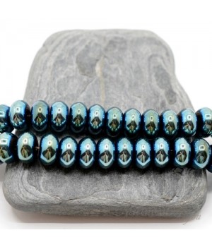 ГЕМАТИТ "Рондель 10мм", с титановым покрытием, цвет зелёный, 10 штук