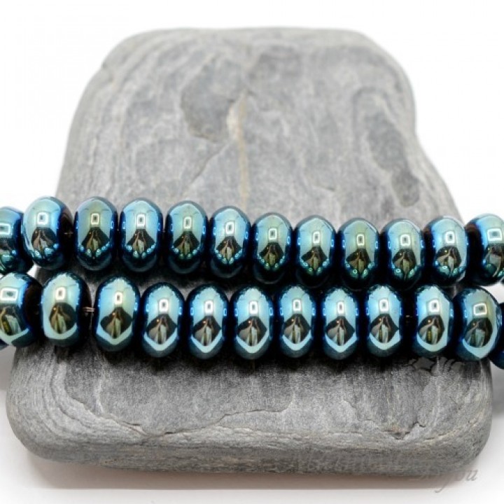 ГЕМАТИТ "Рондель 10мм", с титановым покрытием, цвет зелёный, 10 штук