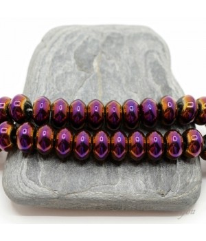 ГЕМАТИТ "Рондель 10мм", с титановым покрытием, цвет пурпурный, 10 штук