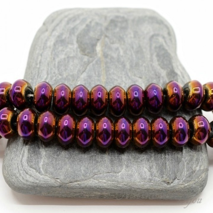 ГЕМАТИТ "Рондель 10мм", с титановым покрытием, цвет пурпурный, 10 штук