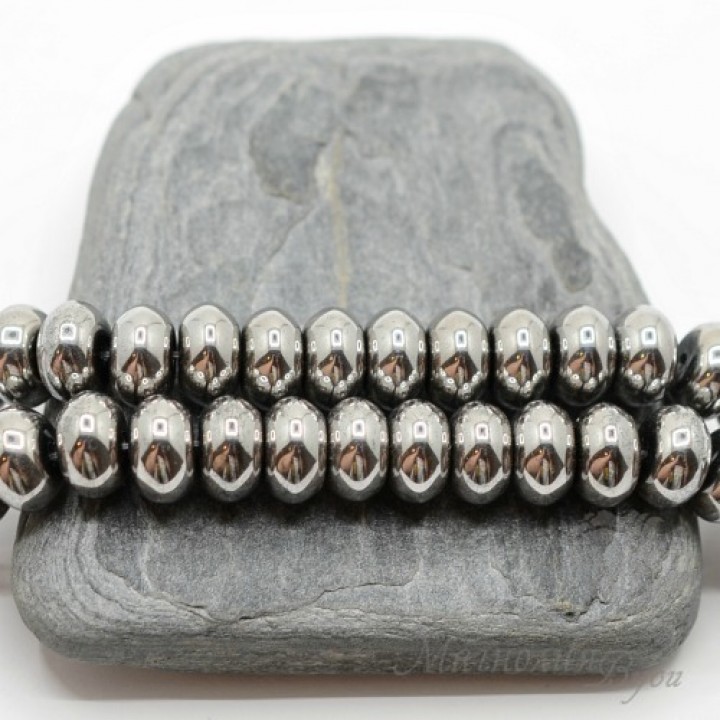 ГЕМАТИТ "Рондель 10мм", с титановым покрытием, цвет платина, 10 штук