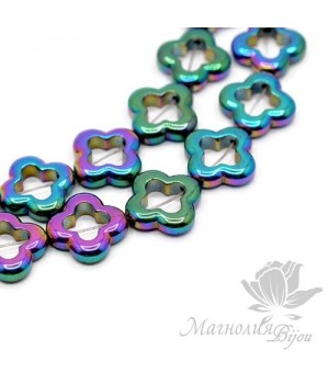 ГЕМАТИТ "Ван Клиф", с титановым покрытием, цвет радужный АВ, 1 штука