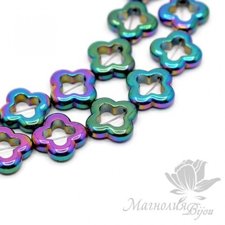 ГЕМАТИТ "Ван Клиф", с титановым покрытием, цвет радужный АВ, 1 штука