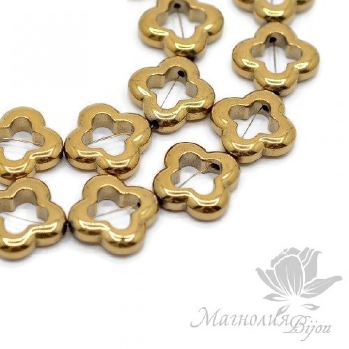 ГЕМАТИТ "Ван Клиф", с титановым покрытием, цвет золото, 1 штука