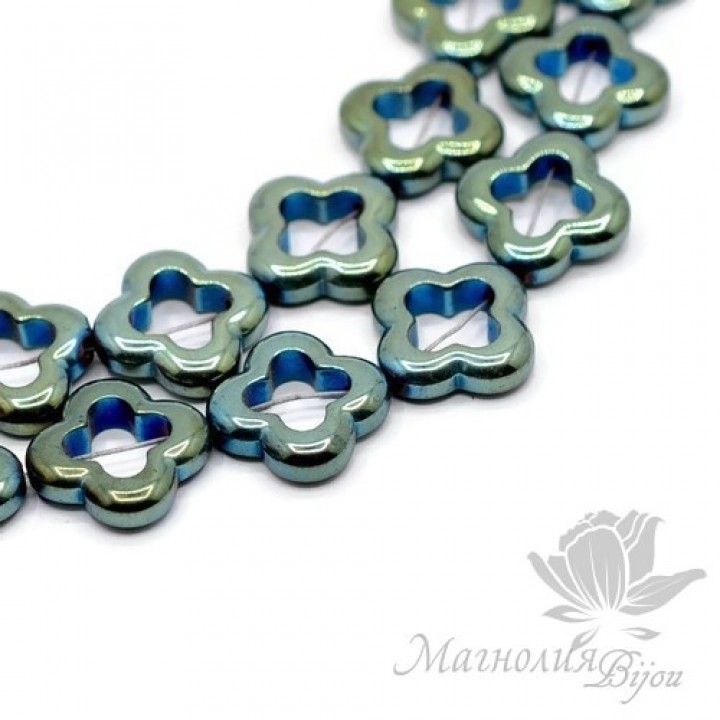 ГЕМАТИТ "Ван Клиф", с титановым покрытием, цвет зелёный, 1 штука