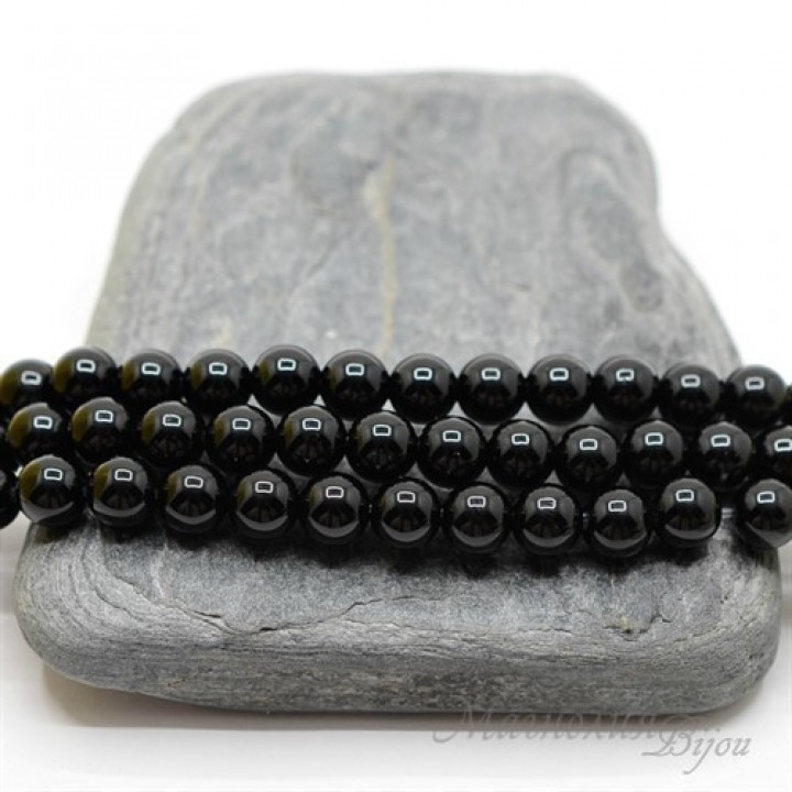 Чёрный агат, 6мм, 10 штук
