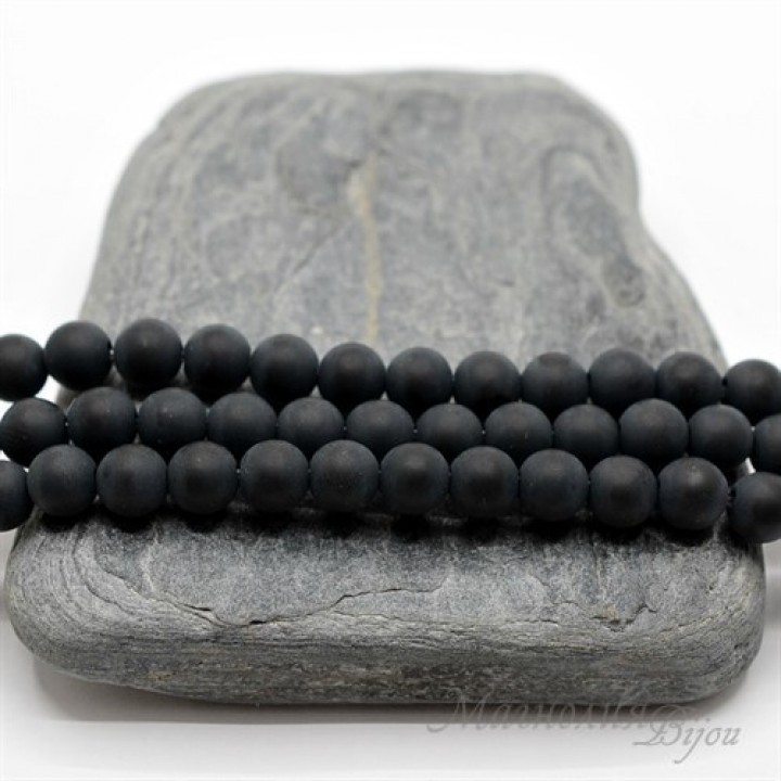 Чёрный агат, матовый 6мм, 10 штук