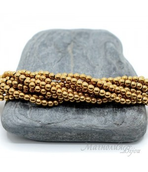 Гематит 3мм с титановым покрытием  золото, 50 штук