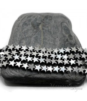 Гематит "Star" с титановым покрытием 6мм, цвет "никель", 10 штук