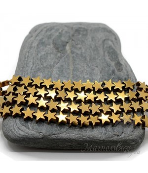 Гематит "Star" с титановым покрытием 6мм, цвет "золото", 10 штук