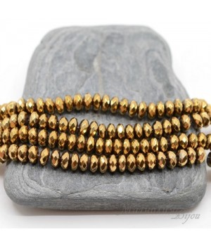 Гематит рондель 3:6мм с титановым покрытием золото, 10 штук