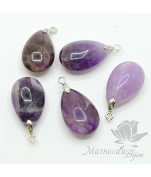 АМЕТИСТ капля 24 : 14мм с бейлом(родиевое покрытие)