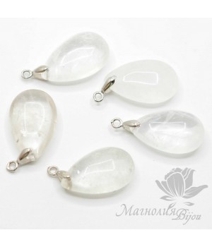 ГОРНЫЙ ХРУСТАЛЬ капля 24 : 14мм с бейлом(родиевое покрытие)