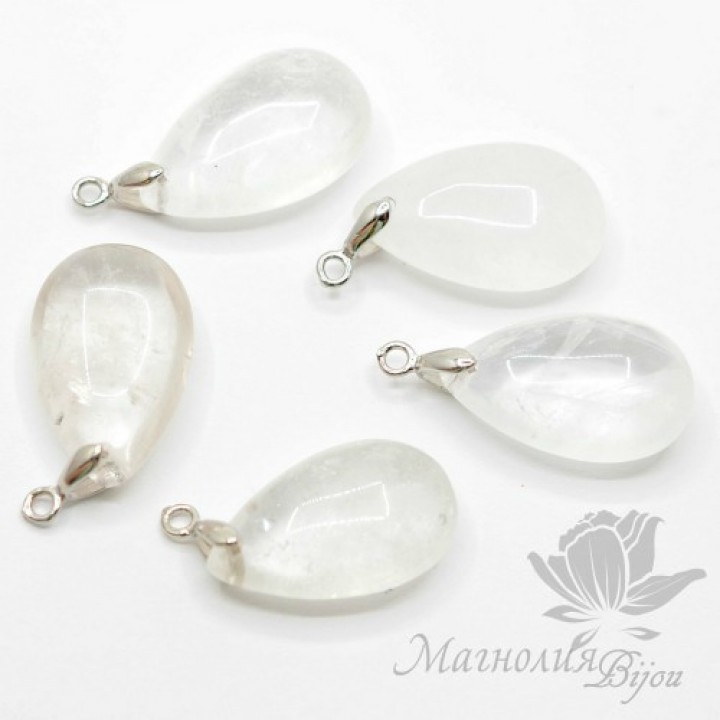 ГОРНЫЙ ХРУСТАЛЬ капля 24 : 14мм с бейлом(родиевое покрытие)